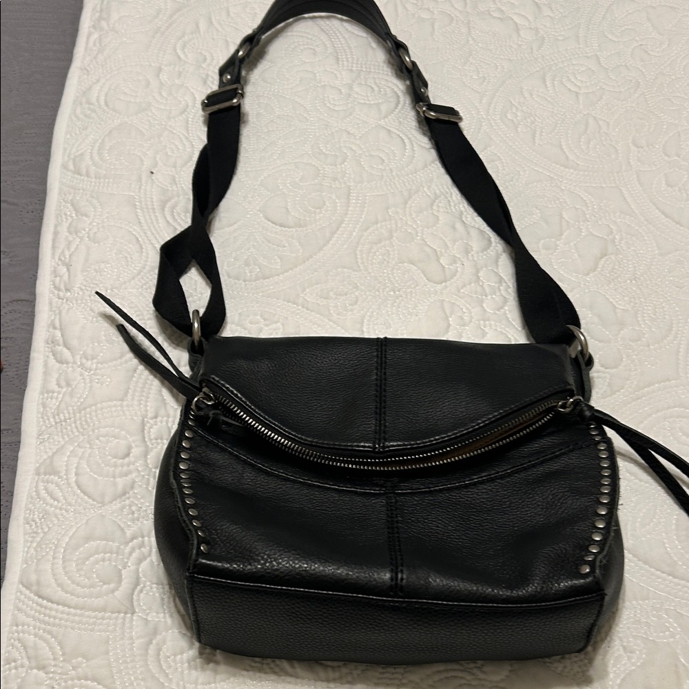 The Sak Black Crossbody Bag with Silver Details
